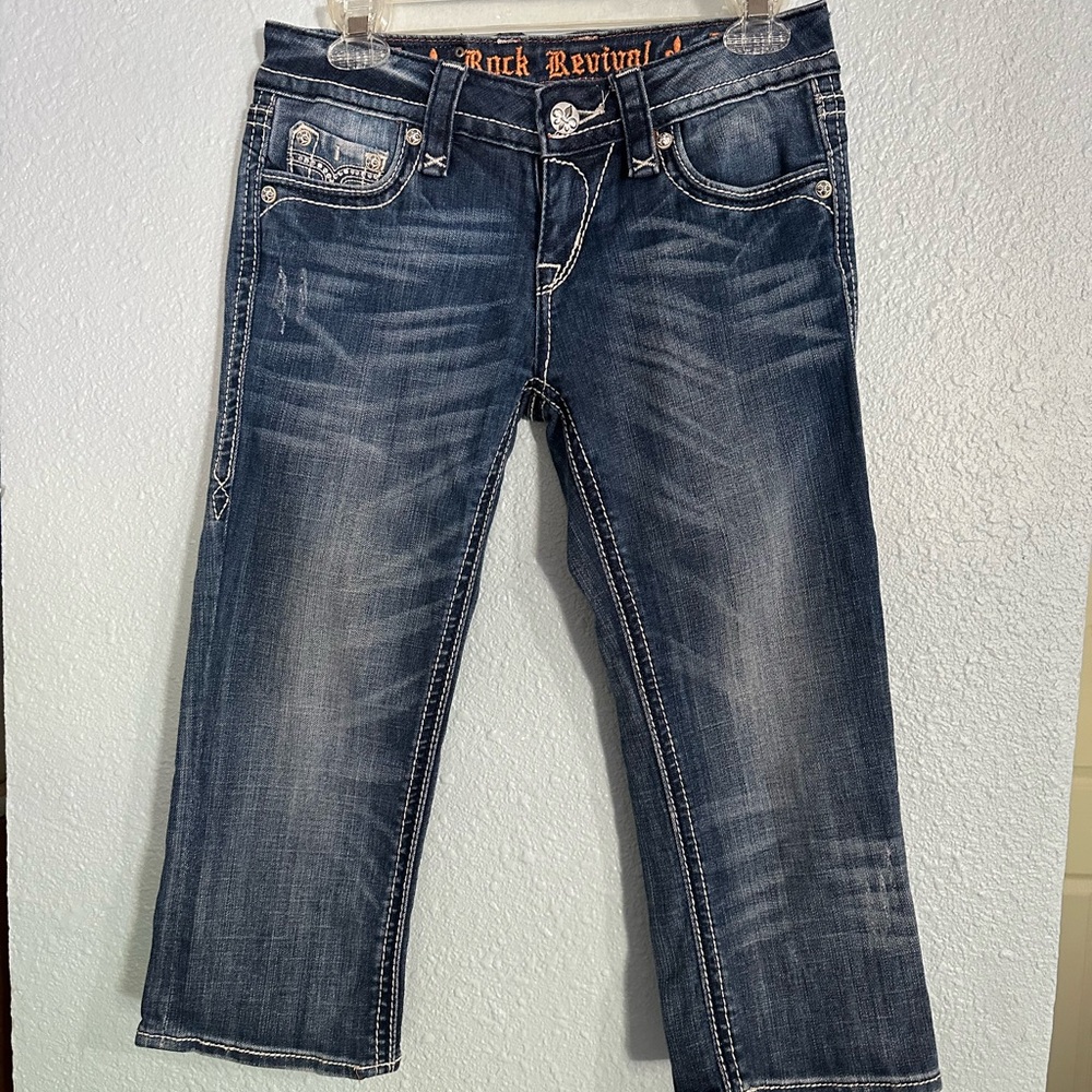 Rock Revival Women's capri  Blue Jeans 27 waist